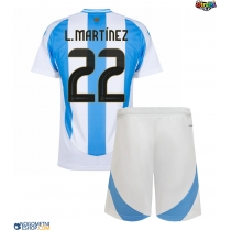 Otroški Nogometni dresi Argentina Lautaro Martinez #22 Domači Copa America 2024 Kratek Rokav (+ Kratke hlače)